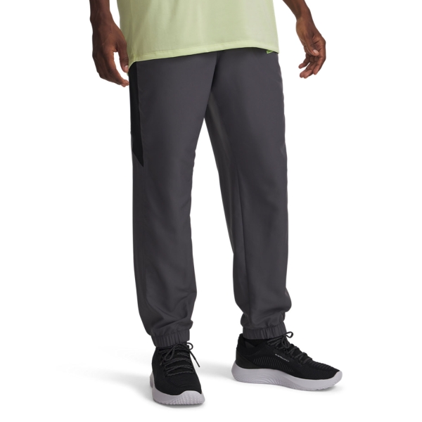 Men's Tennis Pants and Tights Under Armour Tech Sport Pants  Castlerock/Black/Lumos Lime 60112680025
